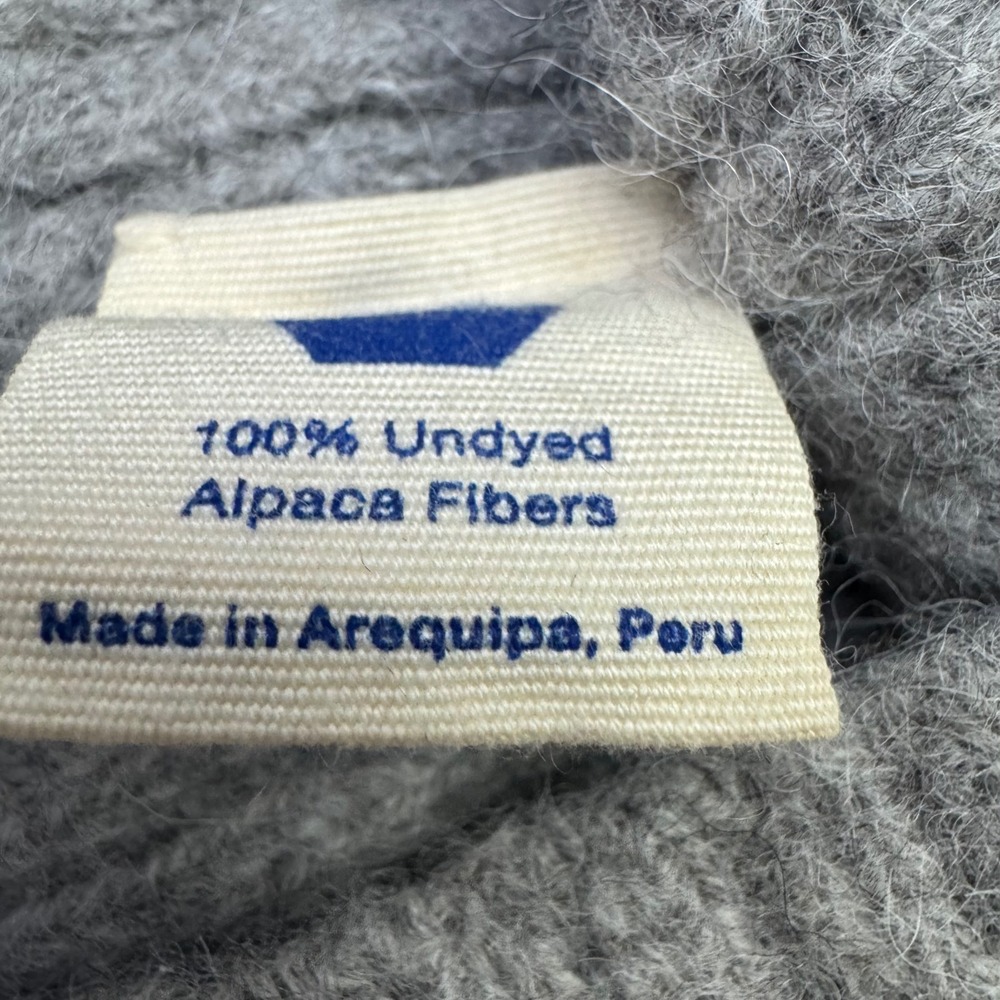 Industry of All Nations Beanie OS Gray 100% Undyed Alpaca Ribbed Knit Hat Peru - Picture 3 of 4